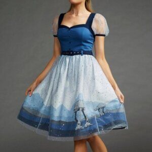 Her Universe Star Wars Disney AT-AT Mesh Retro Dress Swing Blue Fandom Unique XL